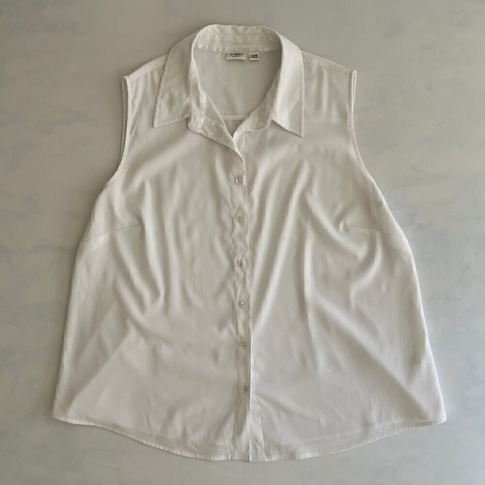 Cato White Silky Collared Sleeveless Tunic Shirt/Dress